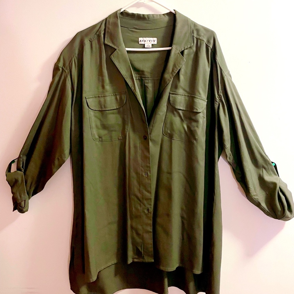 Green Button Down Dress Shirt